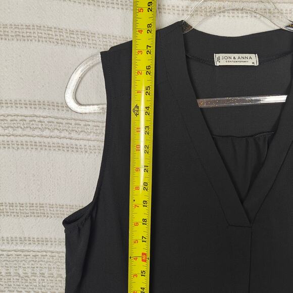 Jon & Anna Black Sleeveless V-Neck Blouse Tank Top Size XL NEW - Picture 4 of 8